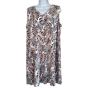 J, Jill Wearever Collection Palm Leaf Shift Dress Size Extra Large Petite Resort